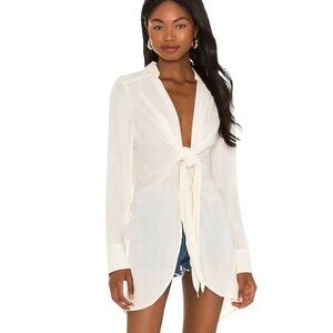 Free People Worlds Apart Ivory Knotted Tunic Bohemian Size S